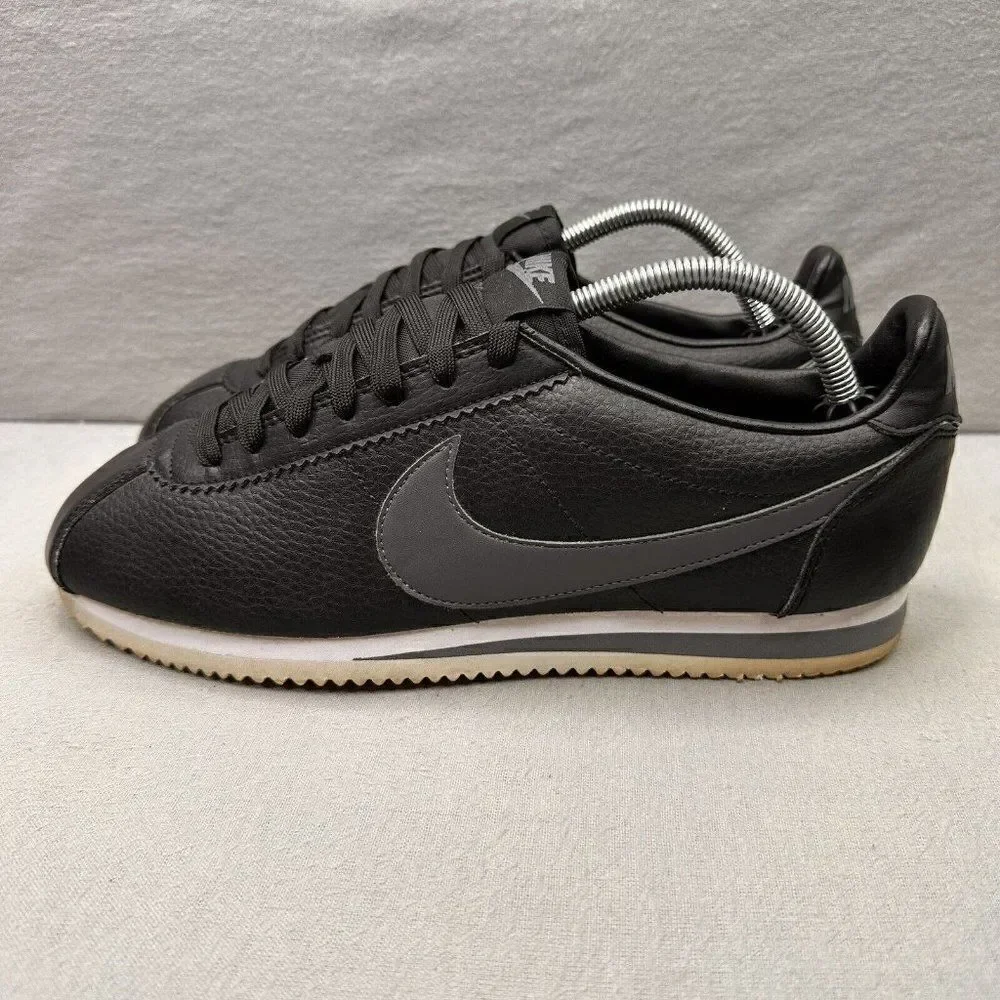 Nike Classic Cortez Mens Size 9.5 Shoes Black‎ Dark Gray Leather Sneakers 2019